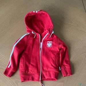 Red Kids Hoodie with Polska emblem
